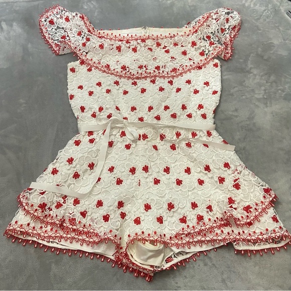 Alexis Clive lace floral off the shoulder shorts romper playsuit 3055 - Picture 4 of 12